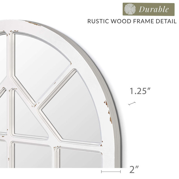 One Allium Way® Rustic Wood Window Mirror, Decorative Arched Window